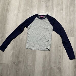 Edikted Navy and Gray Crew Neck Top